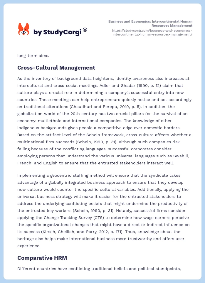 Business and Economics: Intercontinental Human Resources Management. Page 2