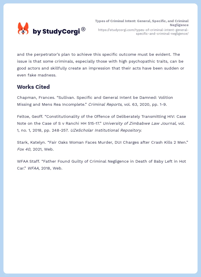 Types of Criminal Intent: General, Specific, and Criminal Negligence. Page 2