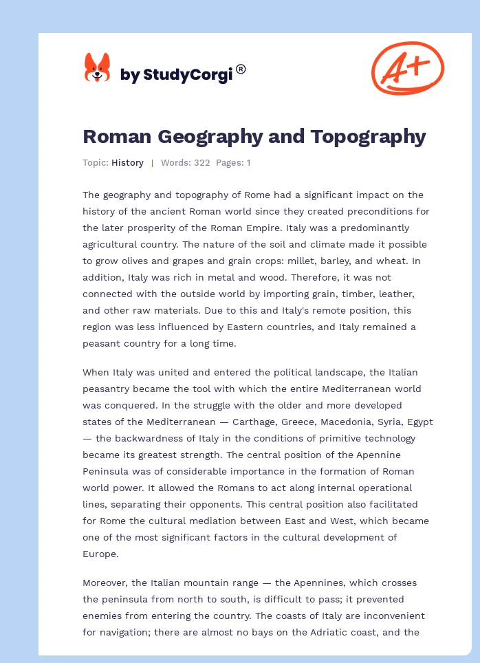 Roman Geography and Topography. Page 1
