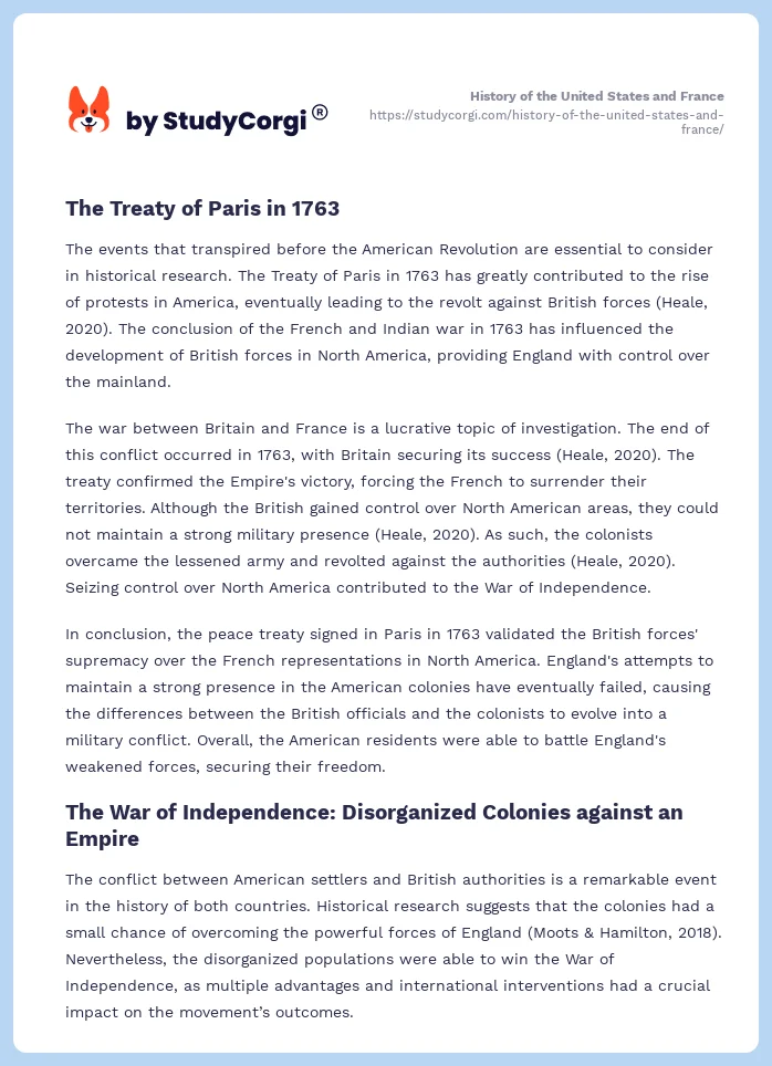 History of the United States and France. Page 2