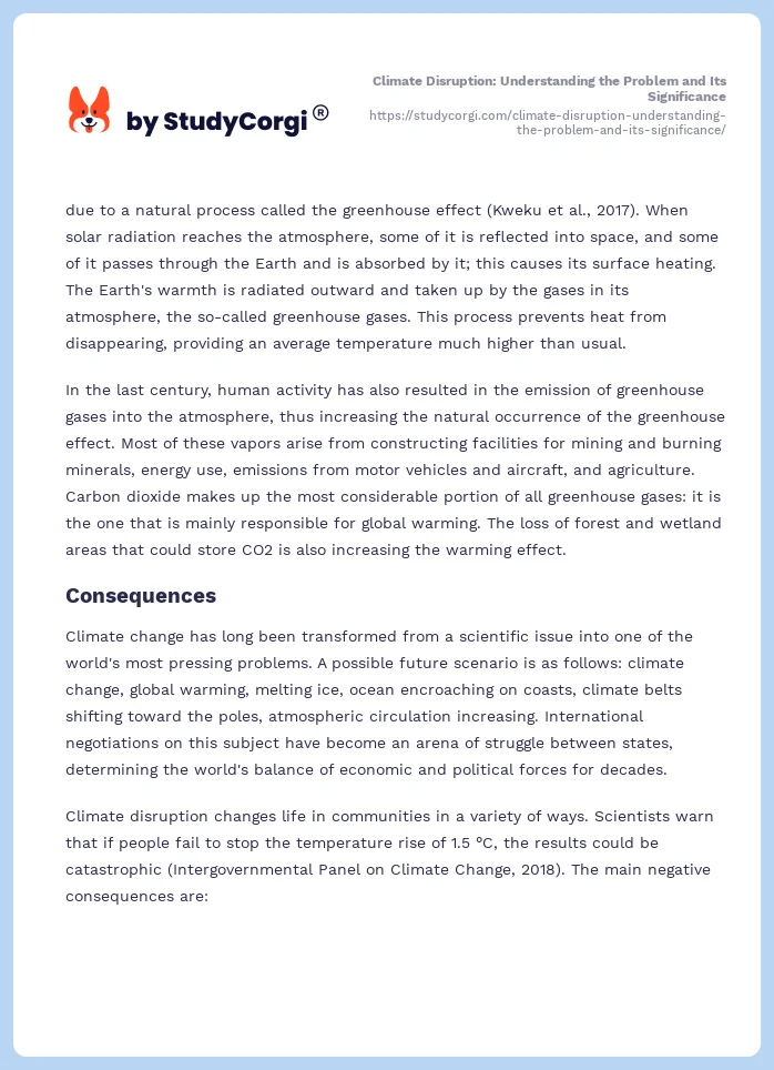 Climate Disruption: Understanding the Problem and Its Significance. Page 2