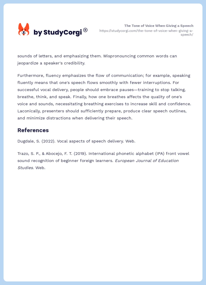 The Tone of Voice When Giving a Speech. Page 2