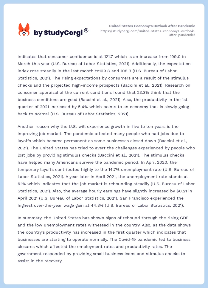 United States Economy's Outlook After Pandemic. Page 2