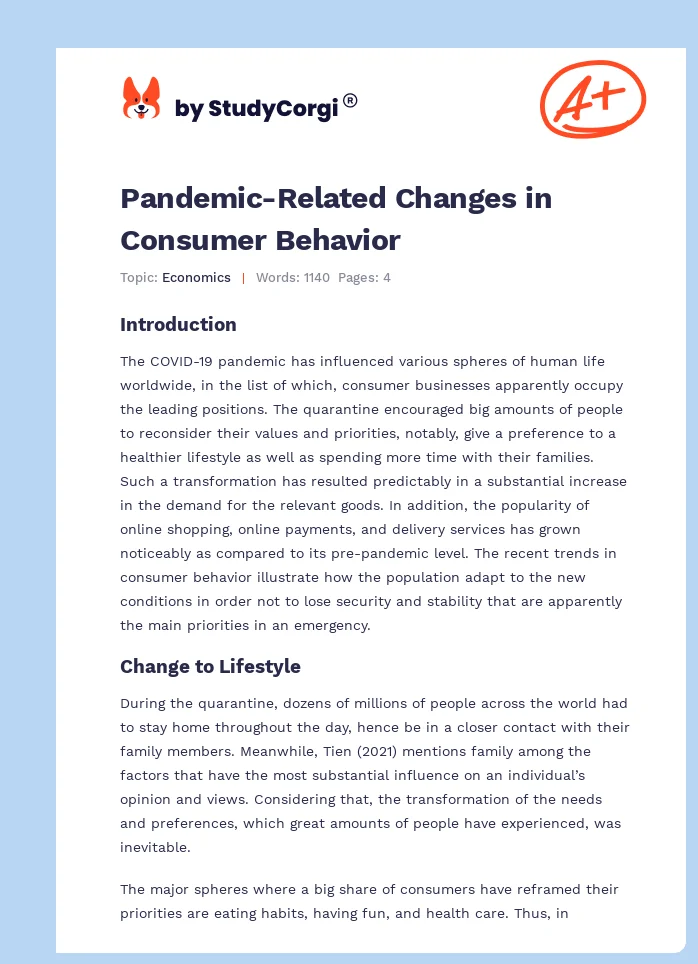 Pandemic-Related Changes in Consumer Behavior. Page 1