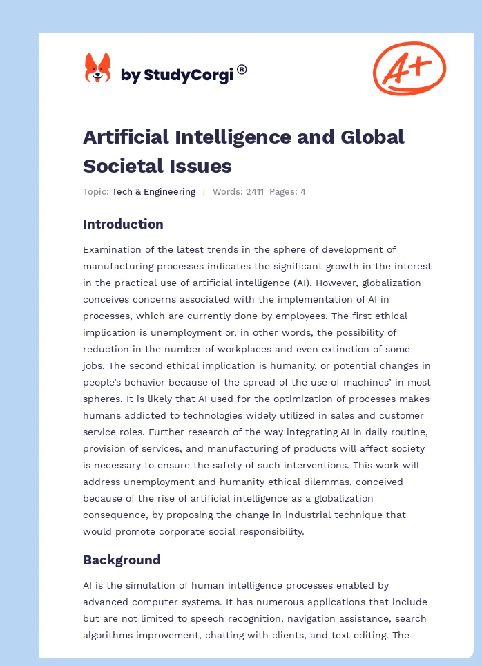 Artificial Intelligence and Global Societal Issues. Page 1