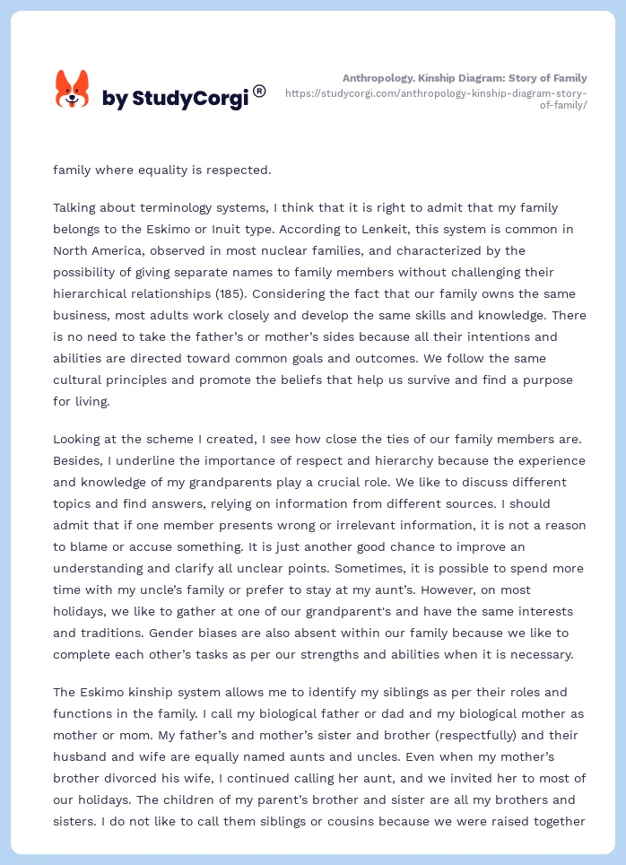 Anthropology. Kinship Diagram: Story of Family. Page 2