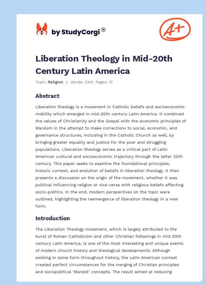 Liberation Theology in Mid-20th Century Latin America. Page 1