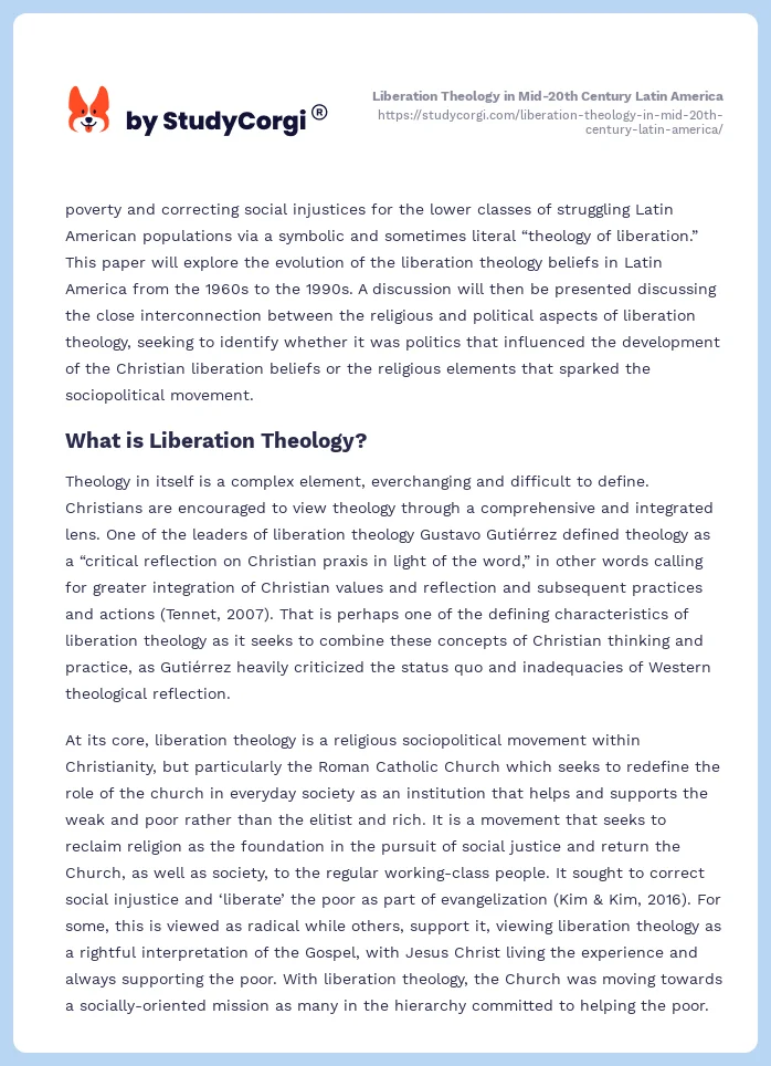 Liberation Theology in Mid-20th Century Latin America. Page 2