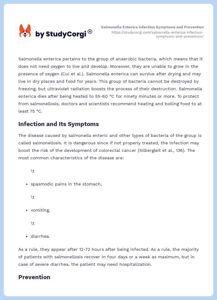 Salmonella Enterica Infection Symptoms and Prevention. Page 2