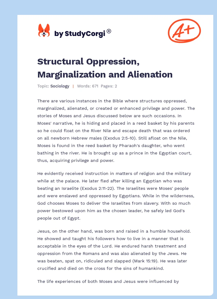 Structural Oppression, Marginalization and Alienation. Page 1