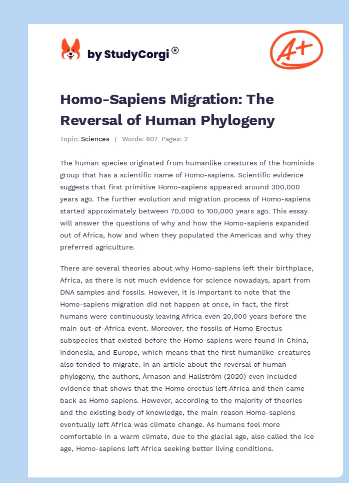 Homo-Sapiens Migration: The Reversal of Human Phylogeny. Page 1