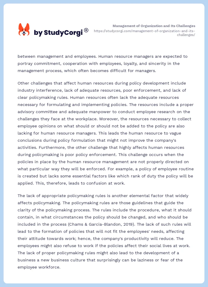Management of Organization and Its Challenges. Page 2