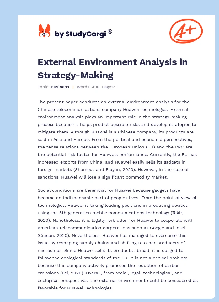 External Environment Analysis in Strategy-Making. Page 1
