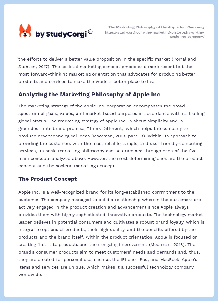 The Marketing Philosophy of the Apple Inc. Company. Page 2