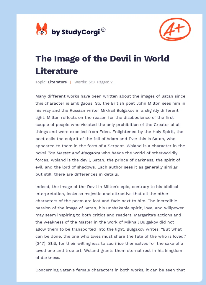 The Image of the Devil in World Literature. Page 1
