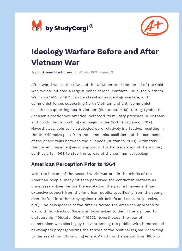 Ideology Warfare Before and After Vietnam War. Page 1