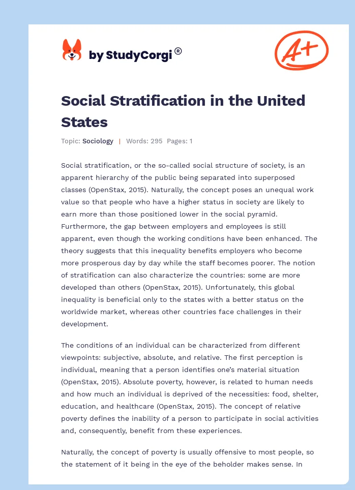 Social Stratification in the United States. Page 1