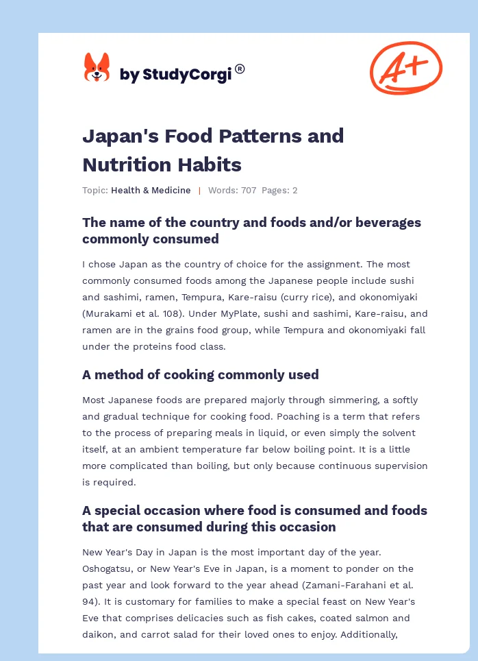 Japan's Food Patterns and Nutrition Habits. Page 1