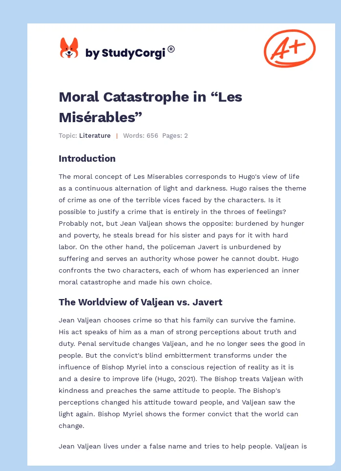 Moral Catastrophe in “Les Misérables”. Page 1