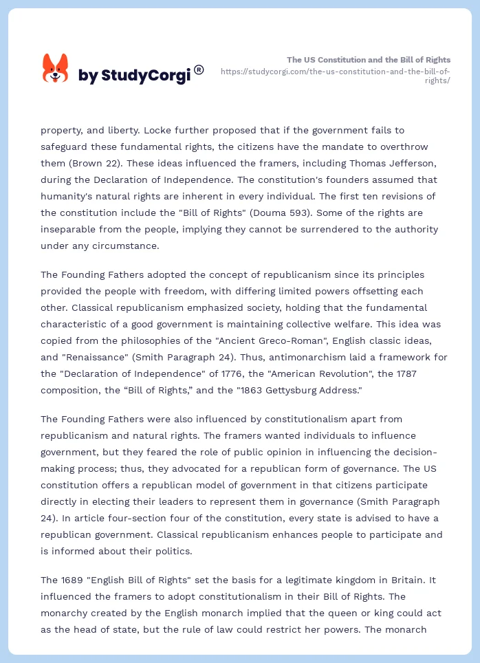 The US Constitution and the Bill of Rights. Page 2