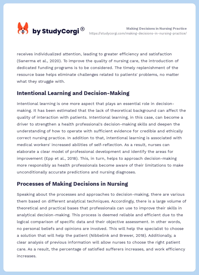Making Decisions in Nursing Practice. Page 2