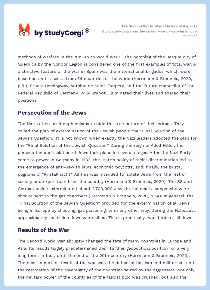 The Second World War's Historical Aspects. Page 2