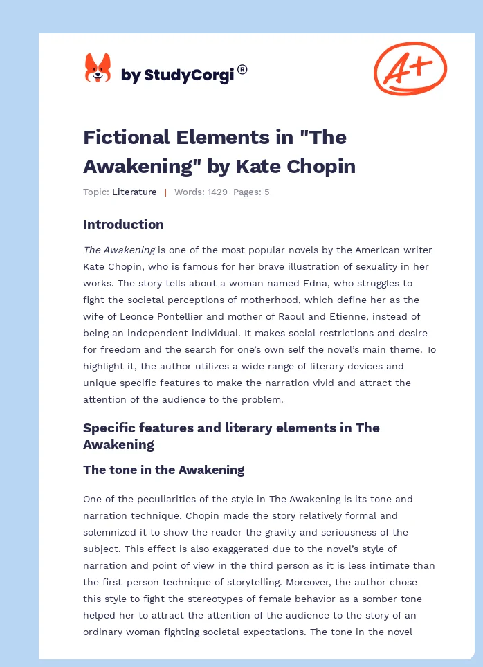 Fictional Elements in "The Awakening" by Kate Chopin. Page 1