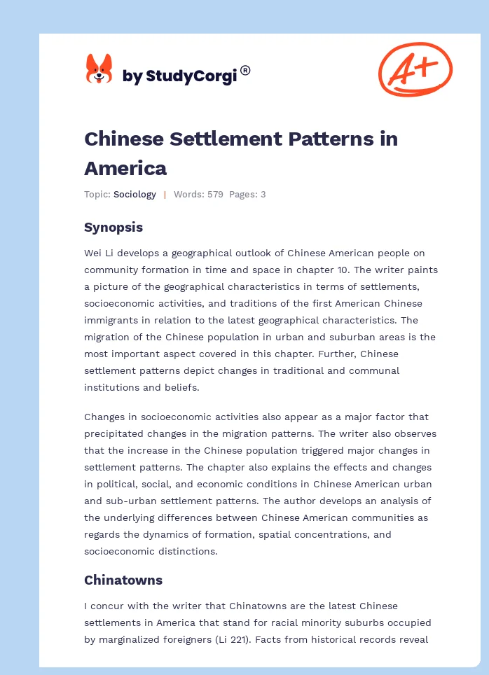 Chinese Settlement Patterns in America. Page 1
