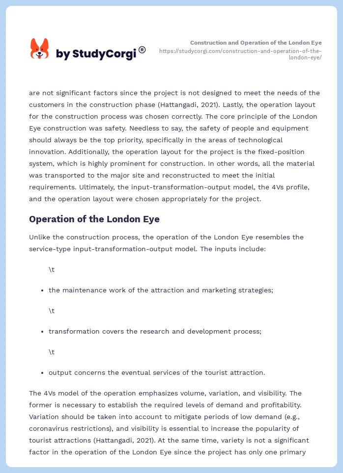 Construction and Operation of the London Eye. Page 2