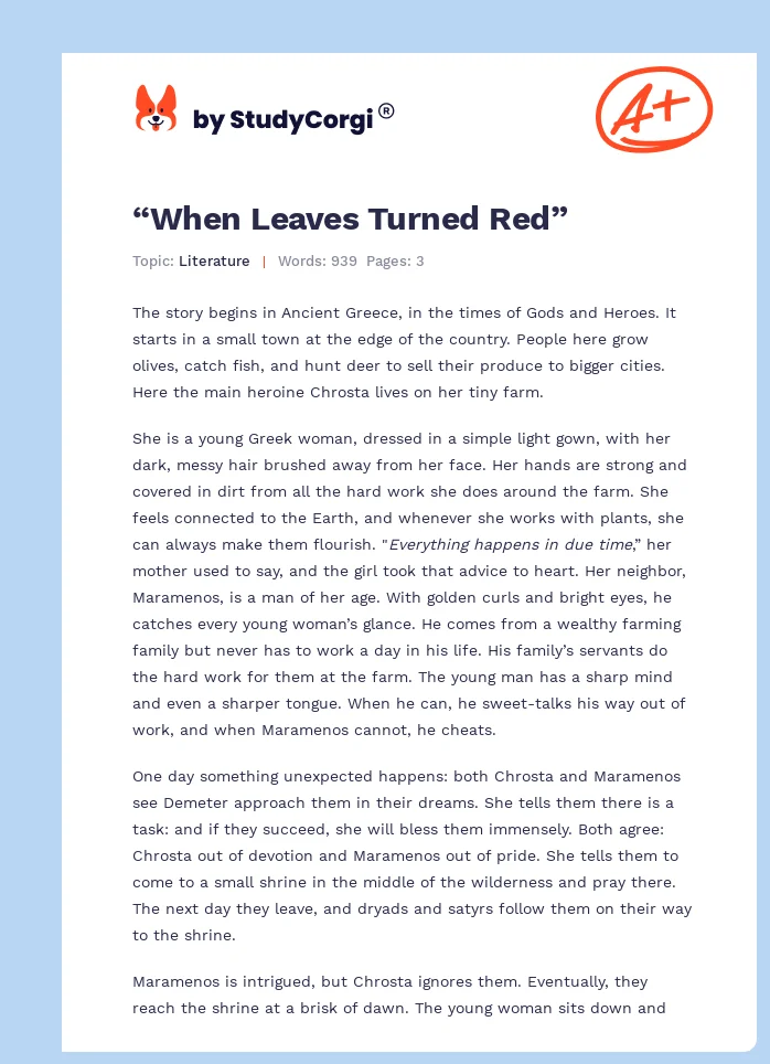 “When Leaves Turned Red”. Page 1