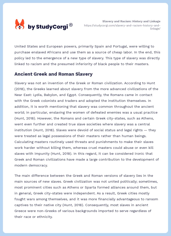 Slavery and Racism: History and Linkage. Page 2
