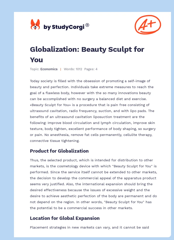 Globalization: Beauty Sculpt for You. Page 1