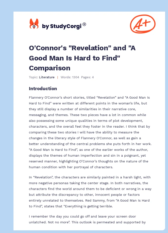 O'Connor's "Revelation" and "A Good Man Is Hard to Find" Comparison. Page 1