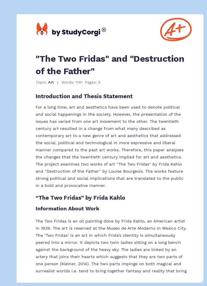"The Two Fridas" and "Destruction of the Father". Page 1