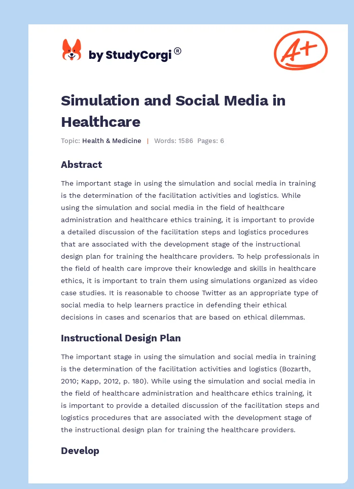 Simulation and Social Media in Healthcare. Page 1
