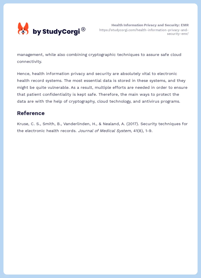 Health Information Privacy and Security: EMR. Page 2