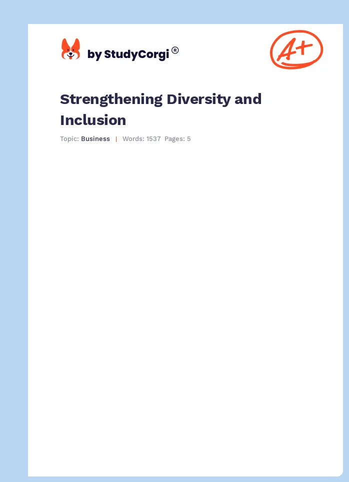 Strengthening Diversity and Inclusion. Page 1