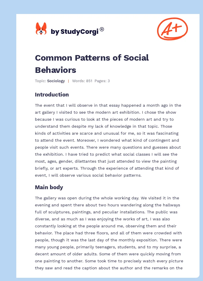 Common Patterns of Social Behaviors. Page 1