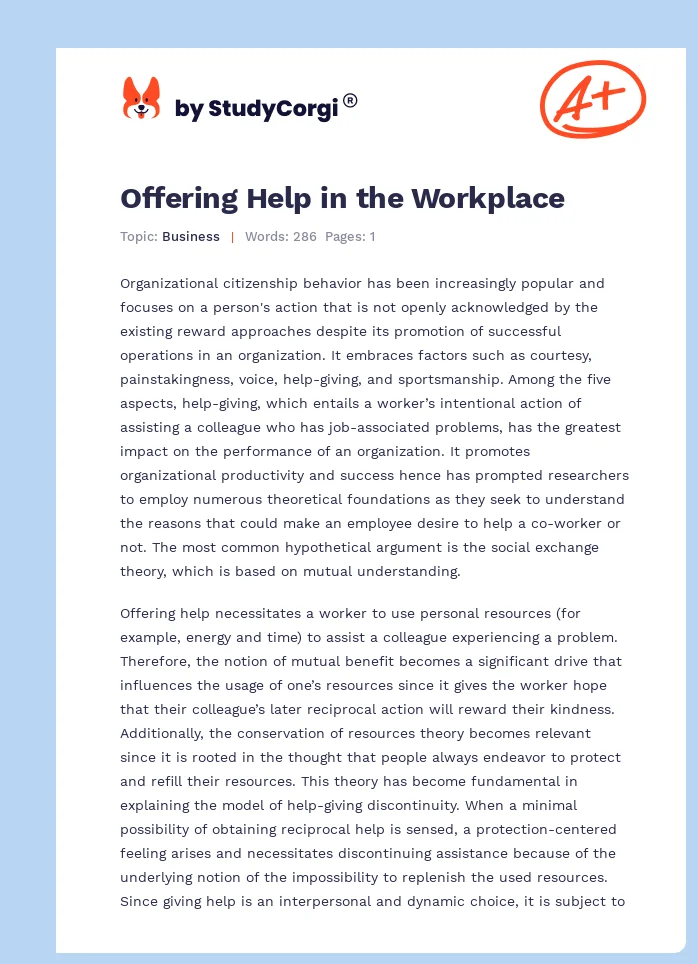 Offering Help in the Workplace. Page 1