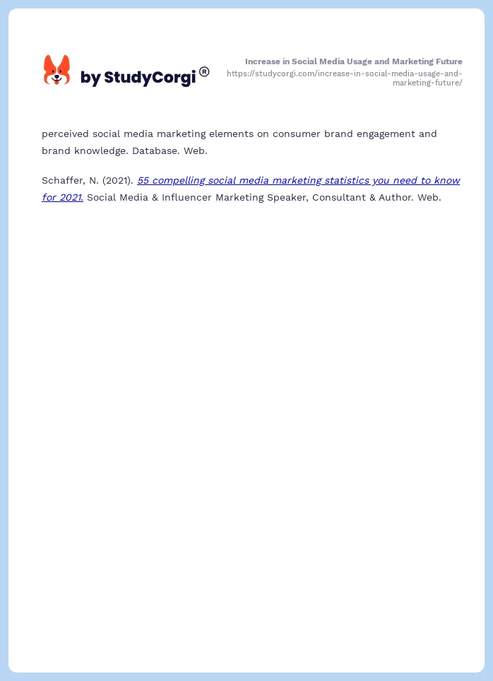 Increase in Social Media Usage and Marketing Future. Page 2
