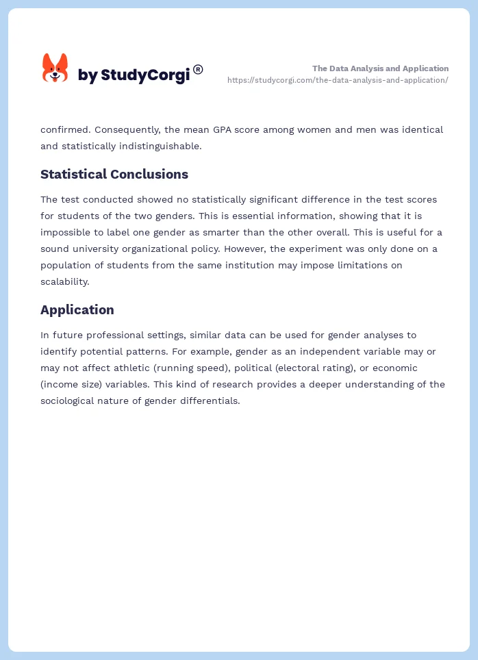 The Data Analysis and Application. Page 2