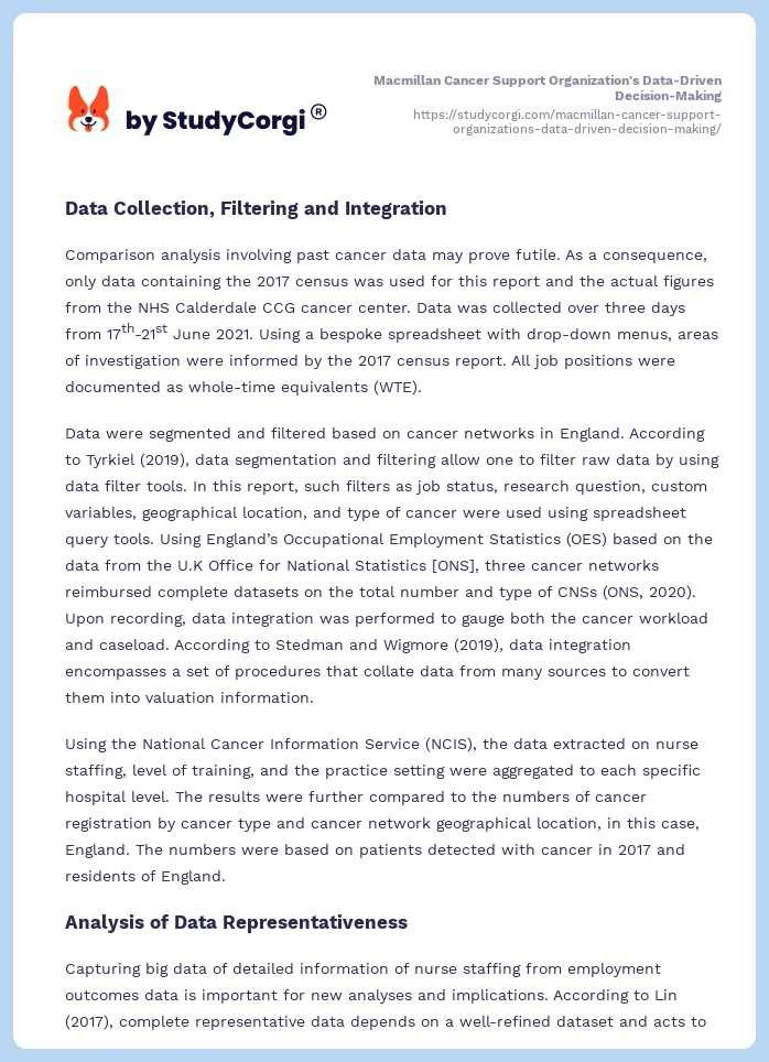 Macmillan Cancer Support Organization's Data-Driven Decision-Making. Page 2