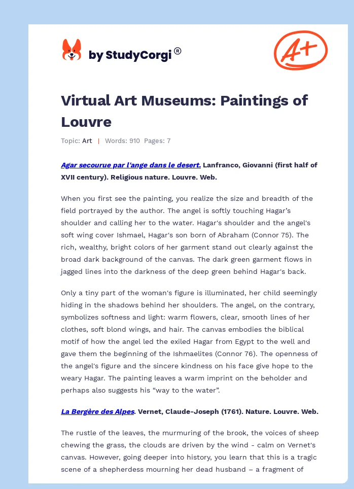Virtual Art Museums: Paintings of Louvre. Page 1