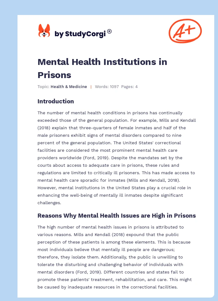 Mental Health Institutions in Prisons. Page 1