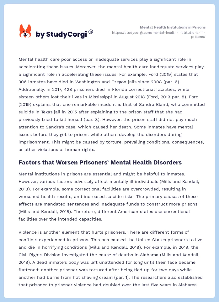 Mental Health Institutions in Prisons. Page 2