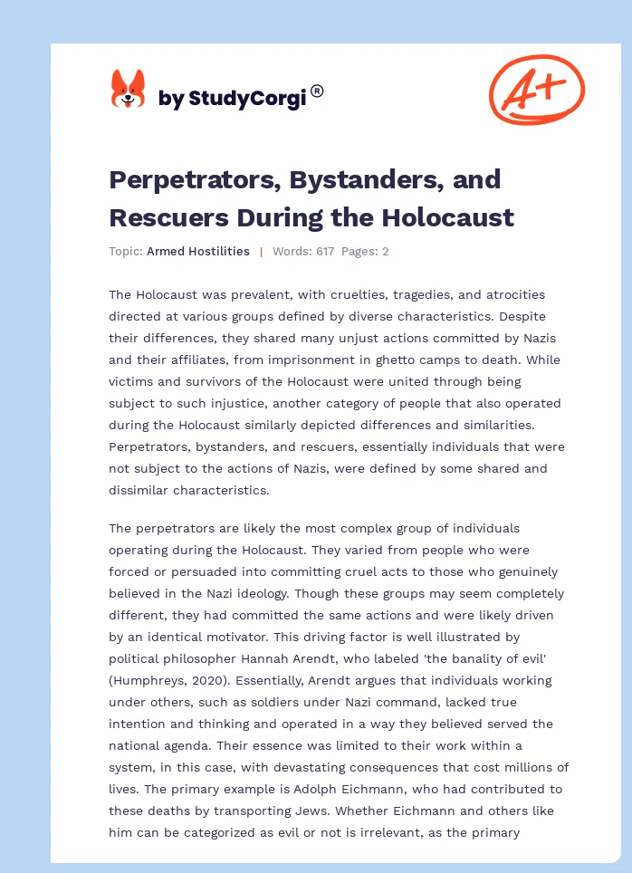 Perpetrators, Bystanders, and Rescuers During the Holocaust. Page 1