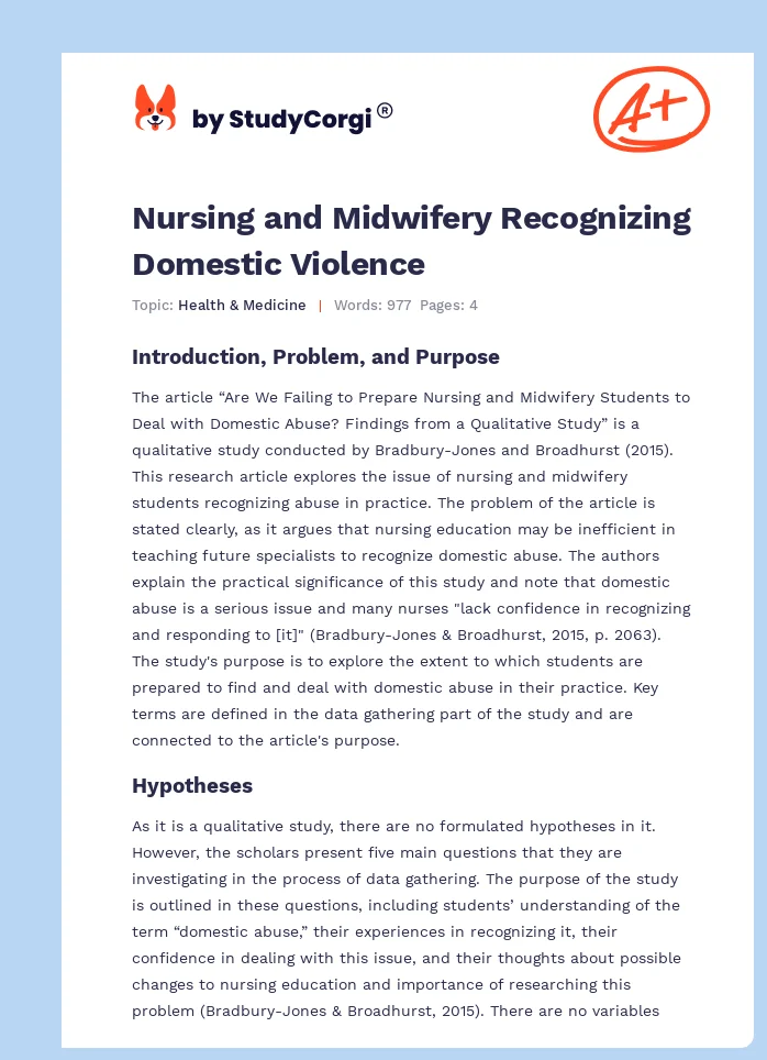Nursing and Midwifery Recognizing Domestic Violence. Page 1