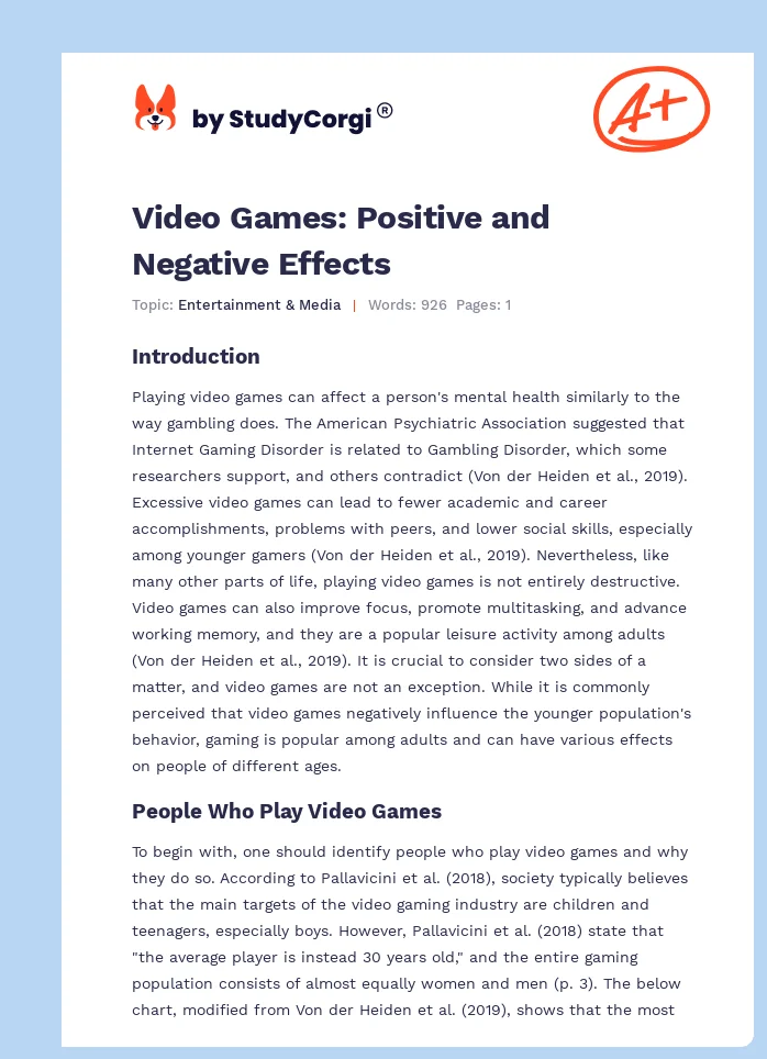 Video Games: Positive and Negative Effects. Page 1