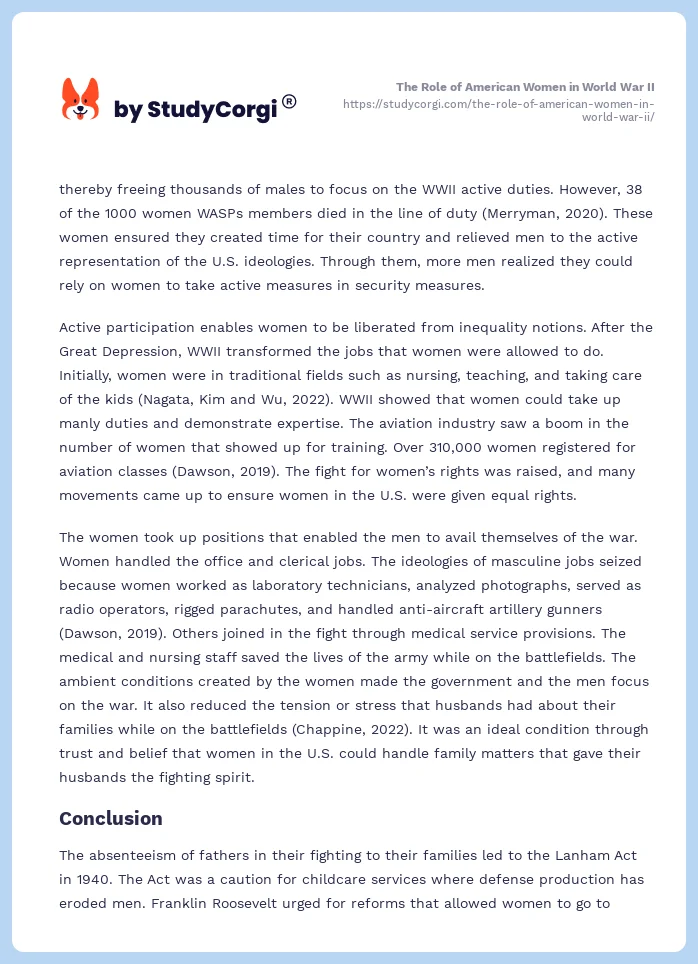 The Role of American Women in World War II. Page 2