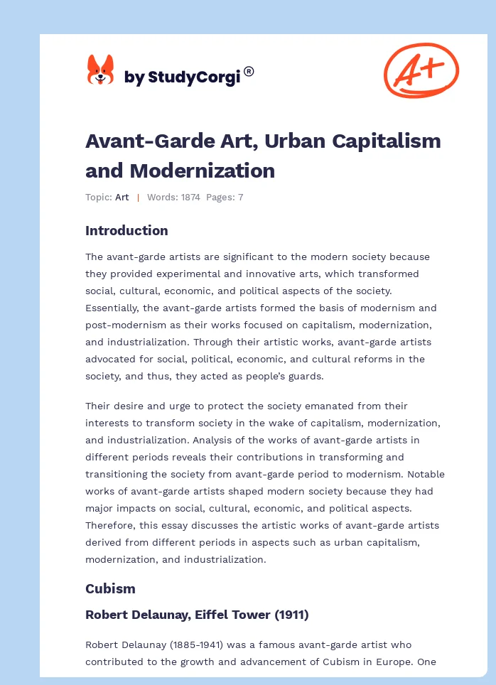 Avant-Garde Art, Urban Capitalism and Modernization. Page 1